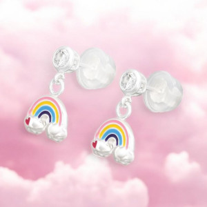 Lógó Szivárvány gyerek prémium stift fülbevaló 925 ezüst