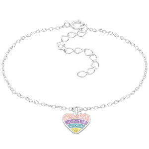 Színes szíves gyerek prémium ezüst karkötő - 18 + 4 cm