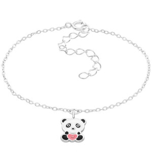 Pandamackós ezüst prémium gyerek karkötő - 18 + 4 cm