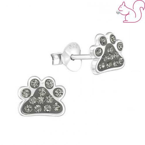 Kristály kutya lábnyom kislány fülbevaló, bedugós Kristály kutya lábnyom kislány fülbevaló, bedugós