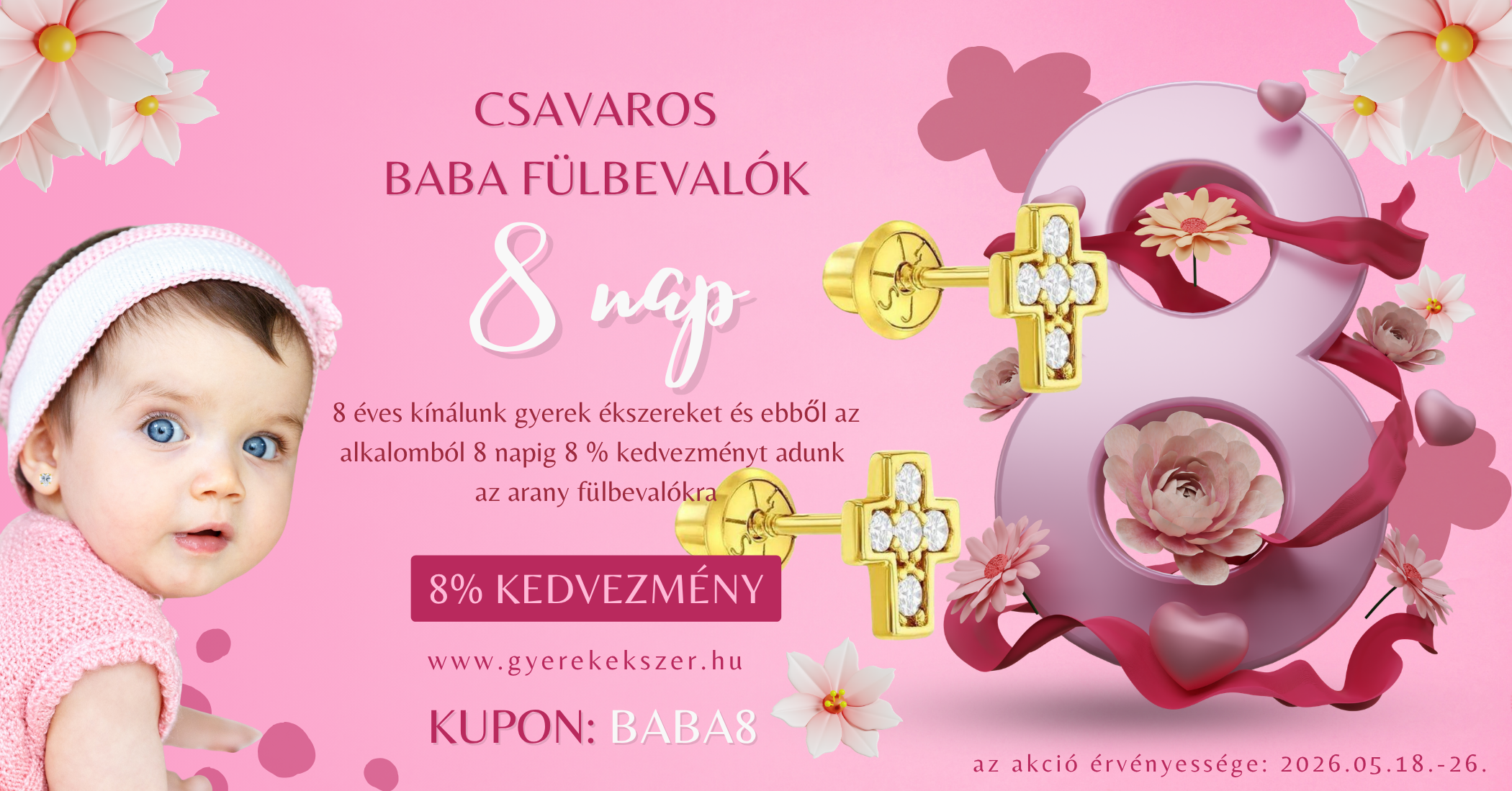 csavaros arany babafülbevaló akció
