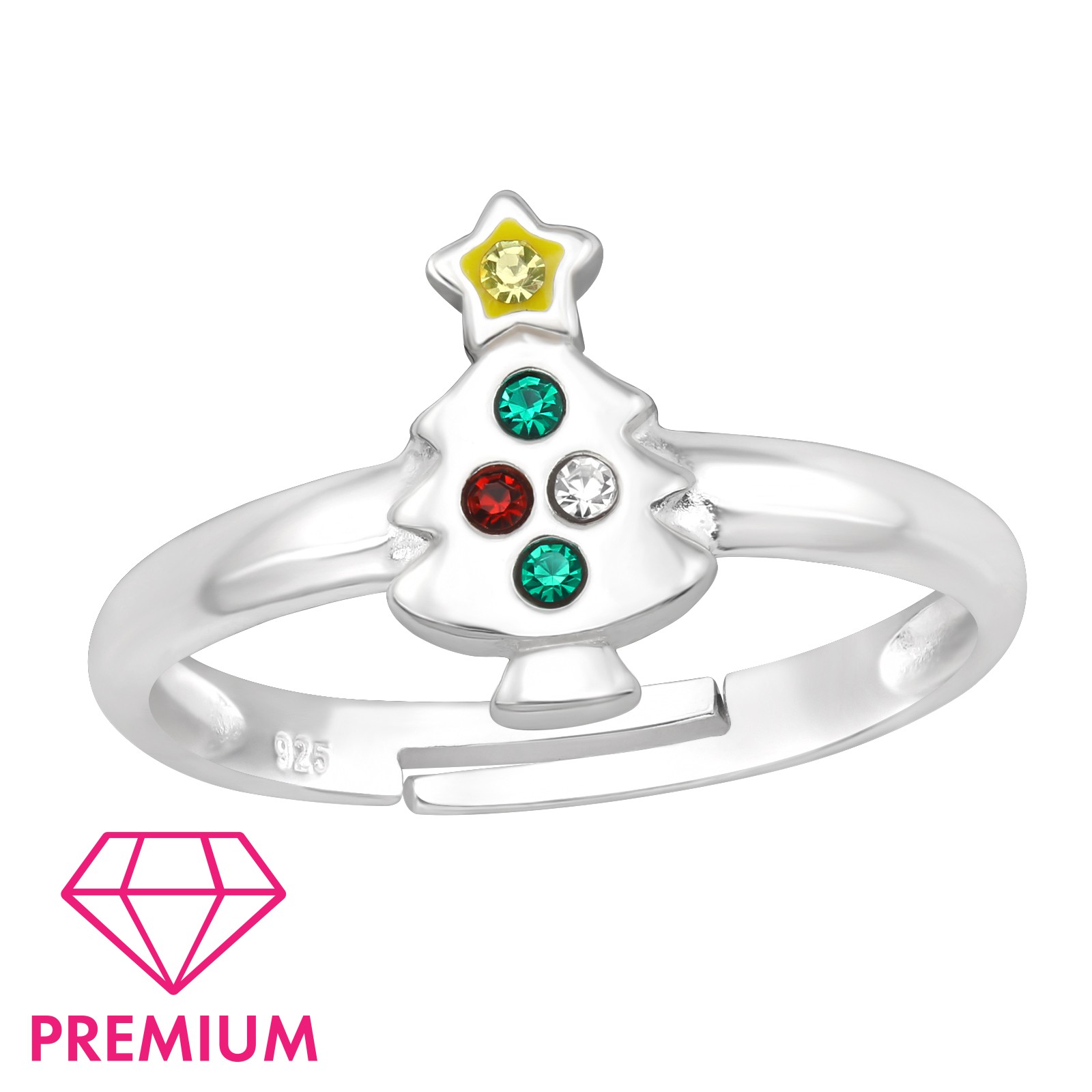  Karácsonyfás állítható gyerek prémium ezüst gyűrű